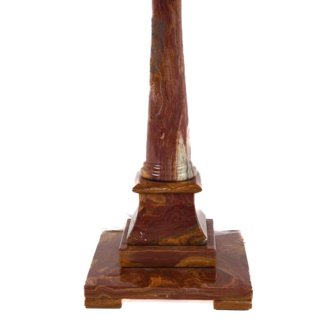 Mid 20th Century Pair of Mid-Century Italian Alabaster Column Table Lamps, Classical Style For Sale - Image 4 of 11