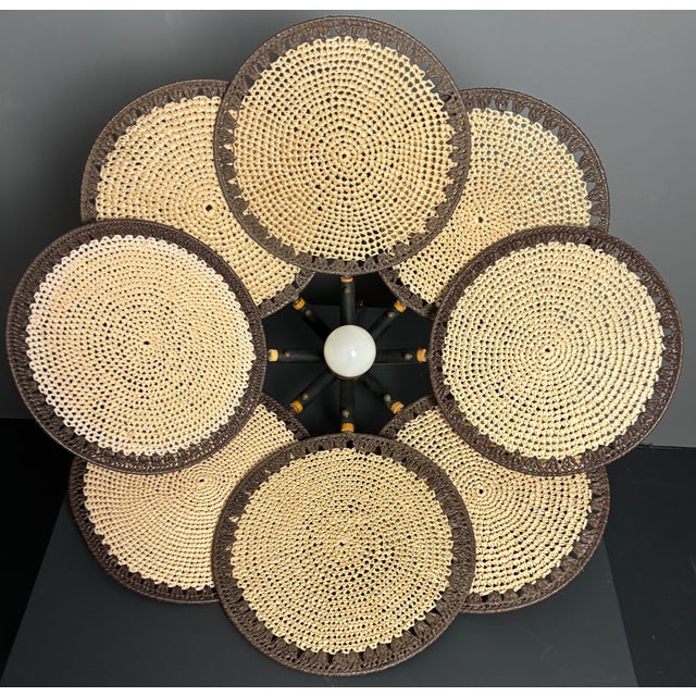 Mid-Century Modern Mid-Century Rattan Fan Pendant Lamp in the style of Ingo Maurer, 1970s For Sale - Image 3 of 18