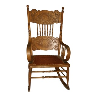 Reduced Antique Larkin Soap Company Ribbon Back Oak Rocking Chair