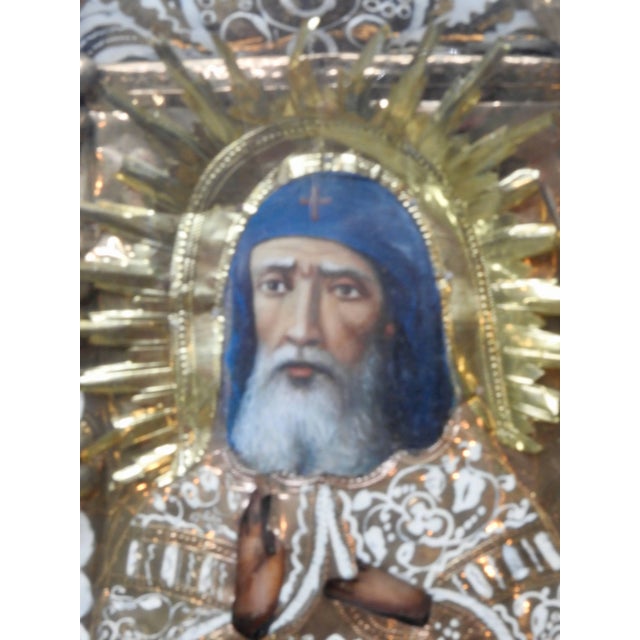 Wood 19th Century Greek Icon of St Anthony For Sale - Image 7 of 11