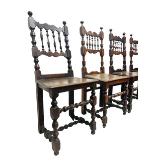 Set of 4 Early 19th Century Provincial Walnut Baroque Dining Chairs For Sale