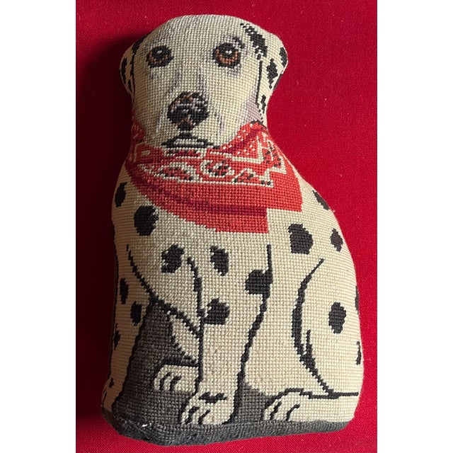 Vintage Wool Dalmatian Needlework Needlepoint Dog Pillow or Doorstop For Sale - Image 13 of 16
