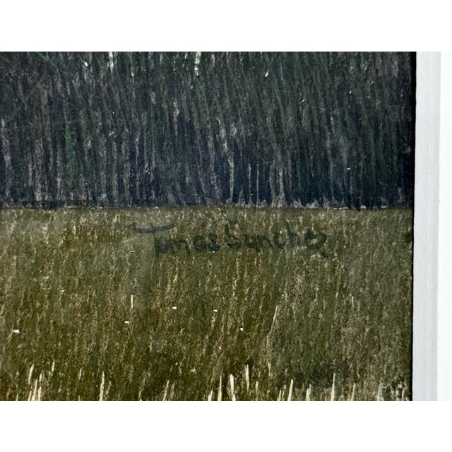 Original plaka painting on paper. Hand signed on front by Tomas Sanchez; also hand signed, titled and dated on verso by...