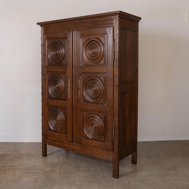 1940s 1940s French Carved Wood Cabinet by Charles Dudouyt, Attributed For Sale - Image 5 of 17