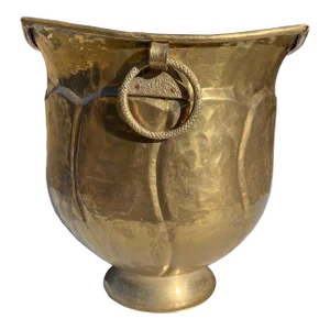 Vintage Hammered Brass Decorative Urn