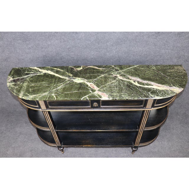 Mid 20th Century French Louis XVI Style Ebonized Demilune Marble Top Sideboard For Sale - Image 5 of 14