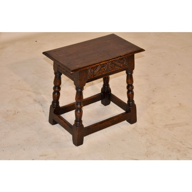 19th Century English Carved Oak Joint Stool For Sale - Image 4 of 7