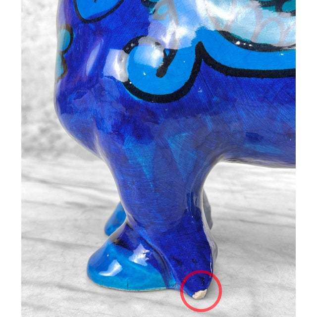 Mid-Century Italian Bellini Pottery Floral Blue Horse Sculpture - 15" For Sale - Image 11 of 11