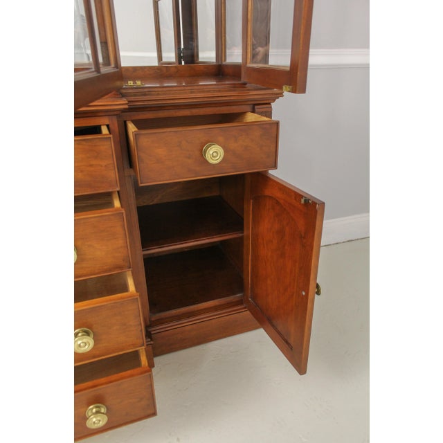 1990s Statton Federal Style Cherry Breakfront China Cabinet For Sale - Image 5 of 13