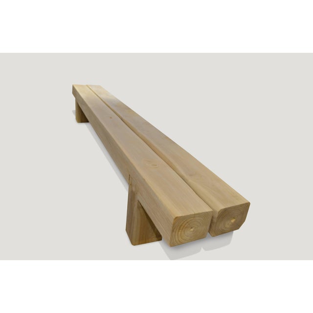 Andrianna Shamaris St. Barts Long Teak Wood Log Bench For Sale - Image 10 of 18
