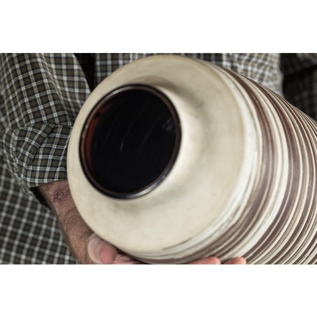 Late 20th Century Artisan Tall Ceramic Vase with Horizontal Striated Glaze, Sold Individually For Sale - Image 12 of 18