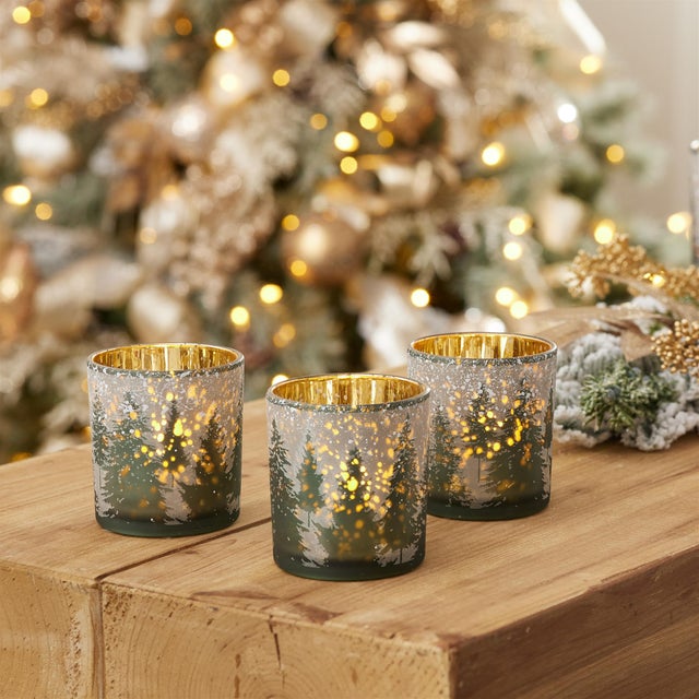 Kenneth Ludwig Chicago Frosted Pine Mercury Glass Candle Holder (Set of 3) For Sale - Image 4 of 5