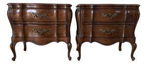 Vintage Louis XV Style French Provincial Nightstands - A Pair