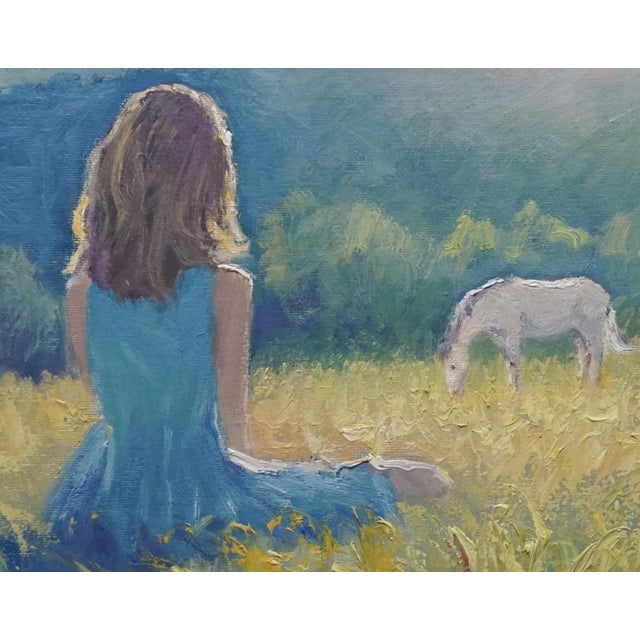 Original oil painting by Sean Wu, Girl and her horse