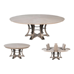 Round Casual Jupe Table With Bluish Gray Moonskin Finish