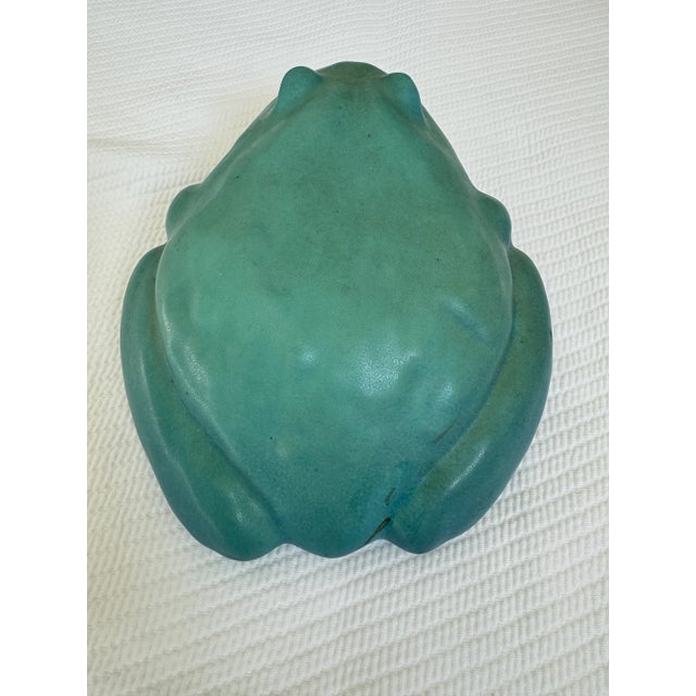 American Vintage Van Briggle Pottery Turquoise Frog Garden Ornament For Sale - Image 3 of 9