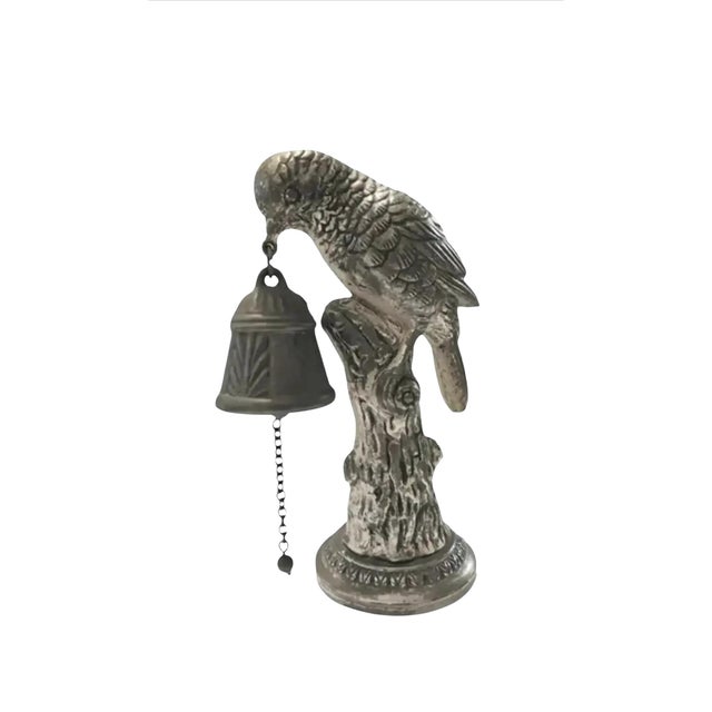 Metal Mid 20th Century Vintage Ornate Metal Tabletop Perched Bird Bell For Sale - Image 7 of 7