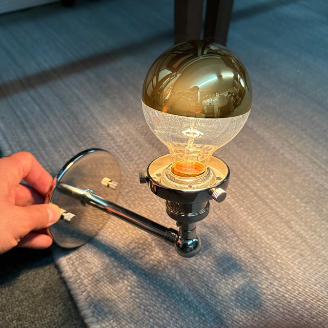 Restoration Hardware Bistro Globe Polished Steel Wall Sconces, a Pair For Sale - Image 10 of 12