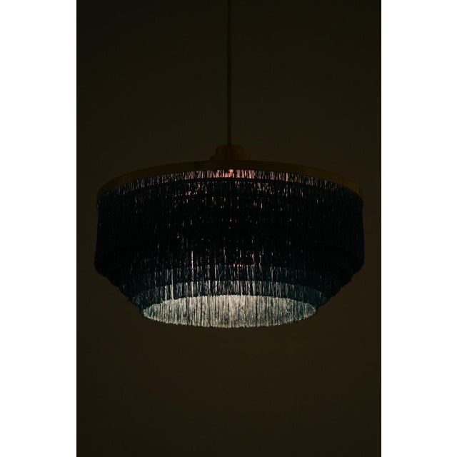 Pendant Lamp in Brass and Silk by Hans-Agne Jakobsson, 1960s For Sale - Image 3 of 8
