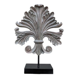 Vintage Hand-Carved Acanthus Leaf Architectural Remnant on Stand For Sale