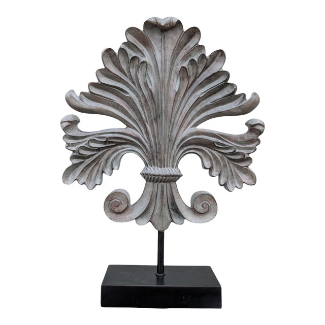 Vintage Hand-Carved Acanthus Leaf Architectural Remnant on Stand For Sale