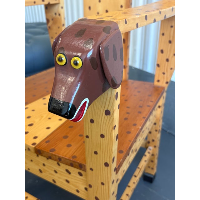 Neo-Folk Art Hand Painted Pine Dog Chair by Craig Carey For Sale - Image 4 of 12