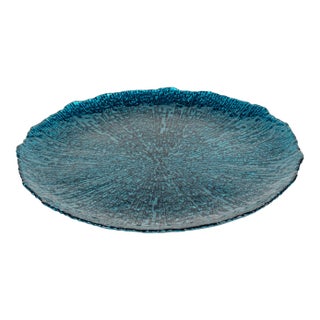Exuma 11" Azur Blue Glass Plates, Set of 6 For Sale
