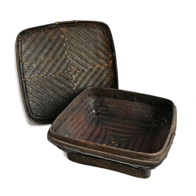 Vintage Akha Thai Organic Modern Square Basket For Sale - Image 4 of 5