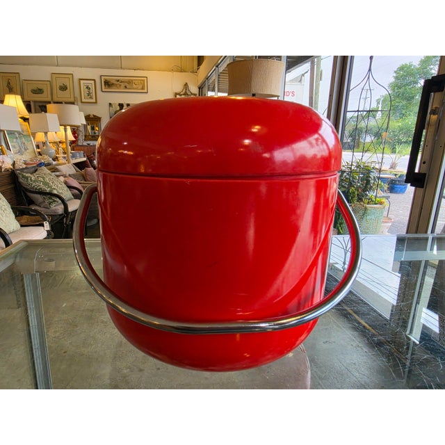 Orange Vintage 1970’s Italian Plastic Primaluna Ice Bucket Designed by Ambrogio Pozzi Modernist Ice Bucket For Sale - Image 8 of 12
