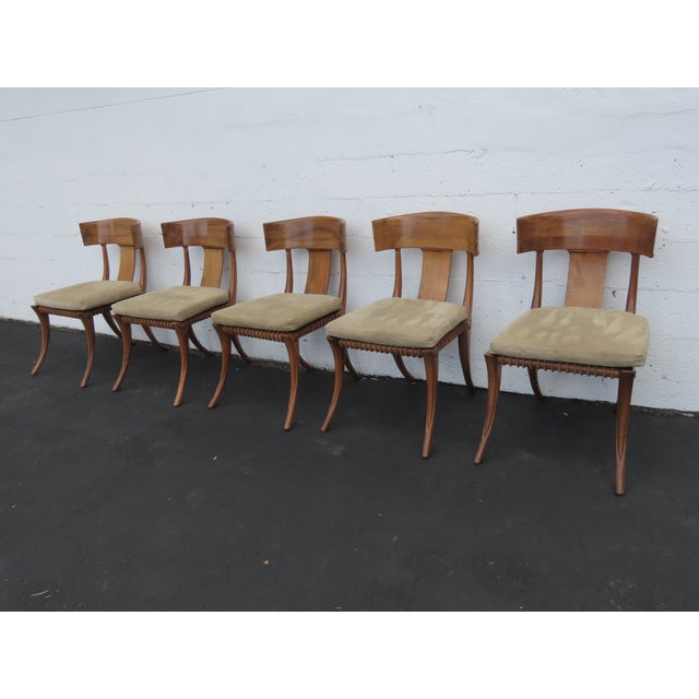 Brown Kreiss Klismos Mid Century Modern Dining Chairs Solid Wood Set of Five 6439a For Sale - Image 8 of 18