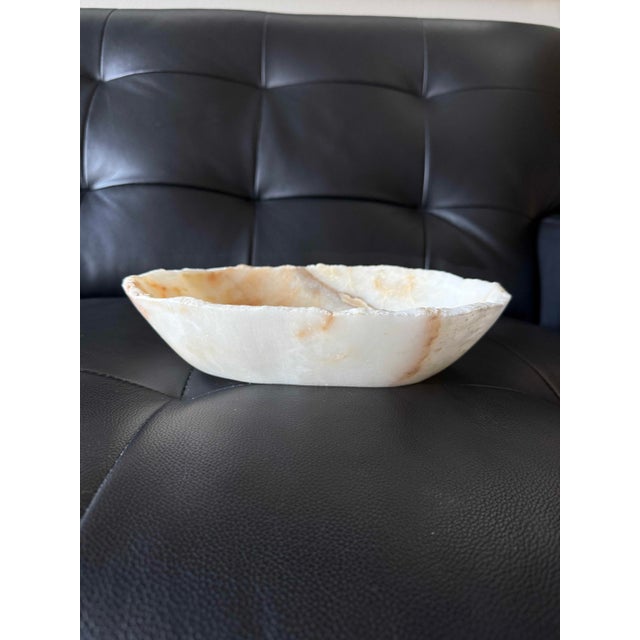 Contemporary Carved Ivory Onyx Bowl: Natural Stone For Sale - Image 3 of 3