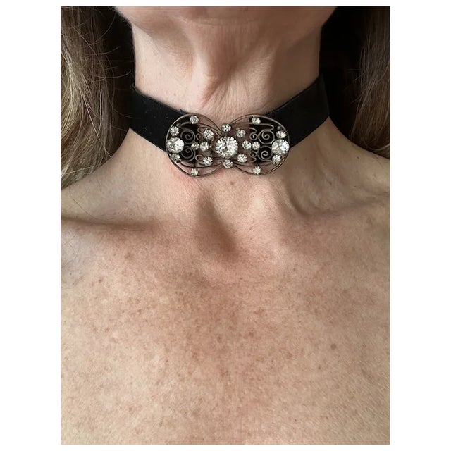 One-of-a-kind choker made of a vintage Czech rhinestone buckle. I fell in love with vintage buckles and my mother has...