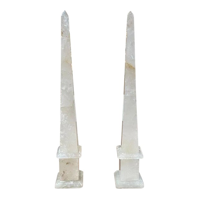 Brazilian Polished Rock Crystal Obelisks - A Pair For Sale