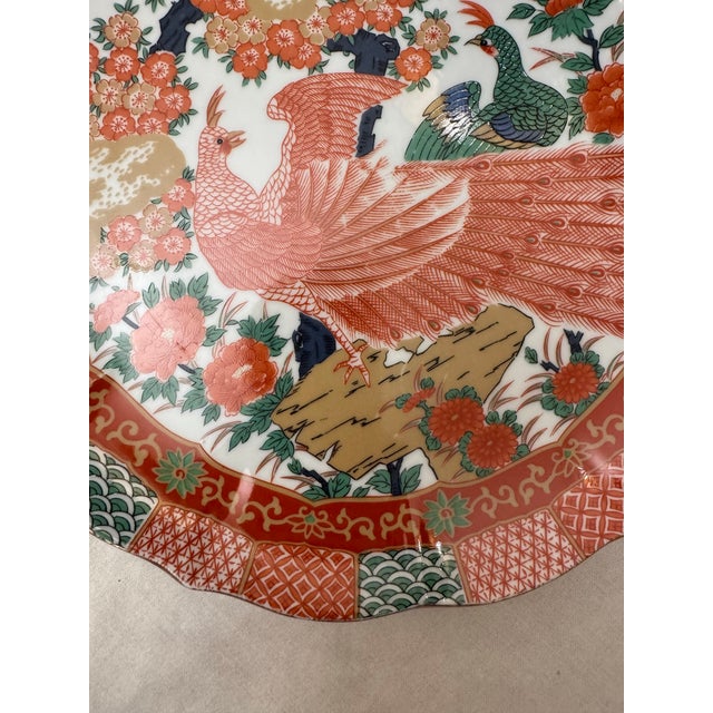 Vintage Japanese Imari Arita Peacock Scalloped Porcelain Dinner & Salad Plates - 8 Pieces For Sale - Image 10 of 12