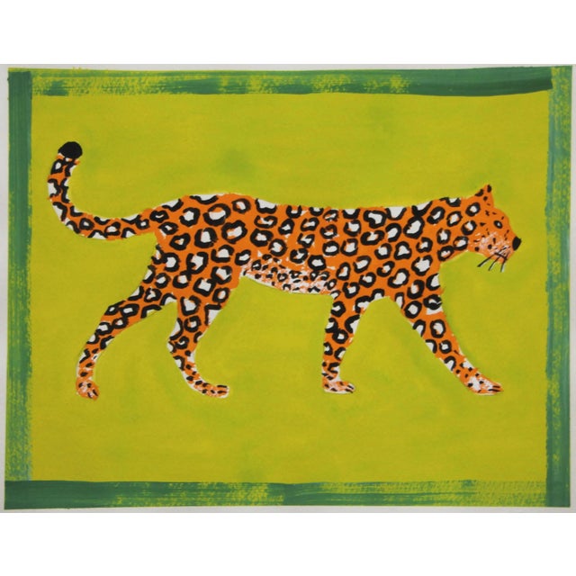 Chinoiserie Tiger on Red Violet and Green Border by Cleo Plowden For Sale - Image 3 of 5