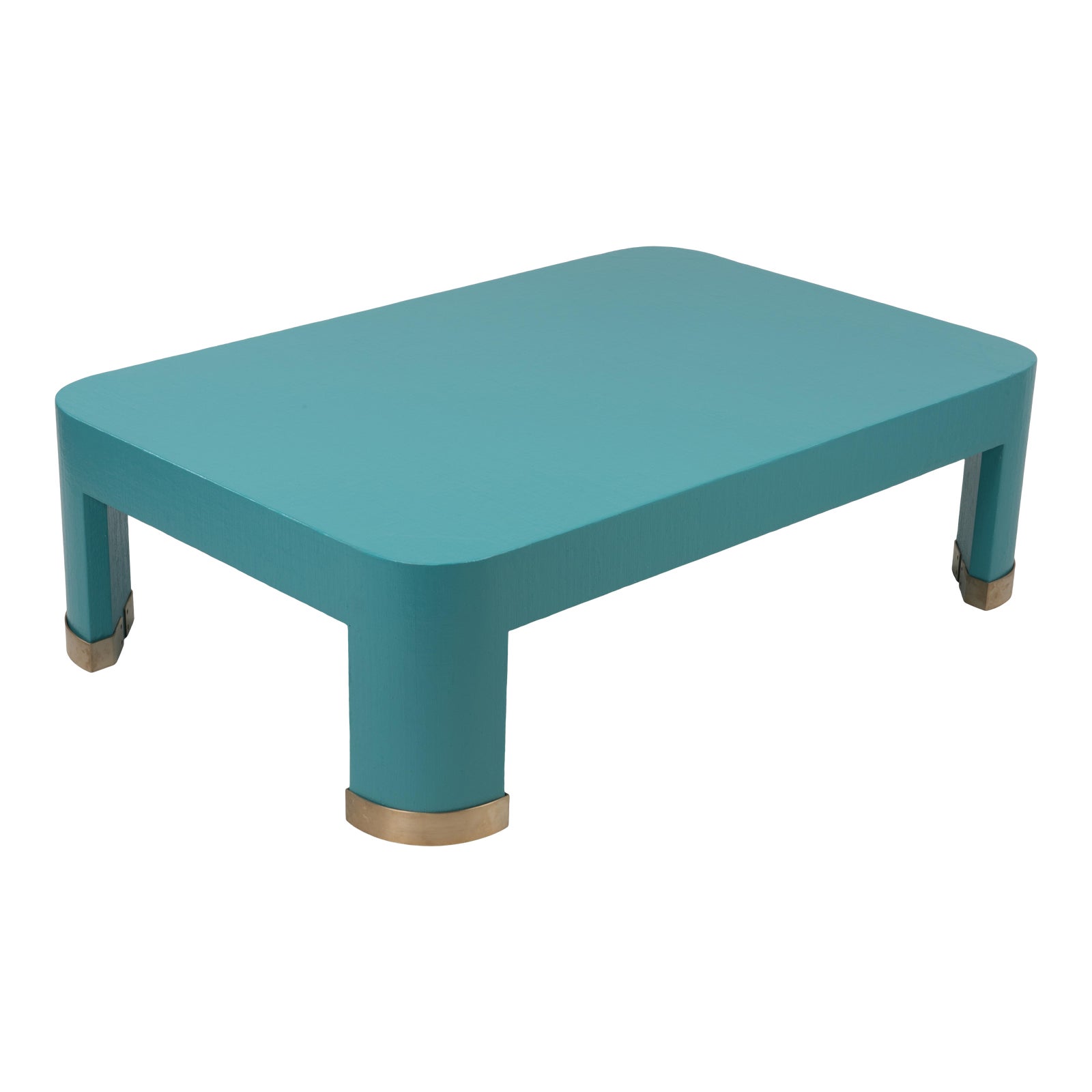 1980s Hollywood Regency Linen Wrapped Parsons Style Coffee ...