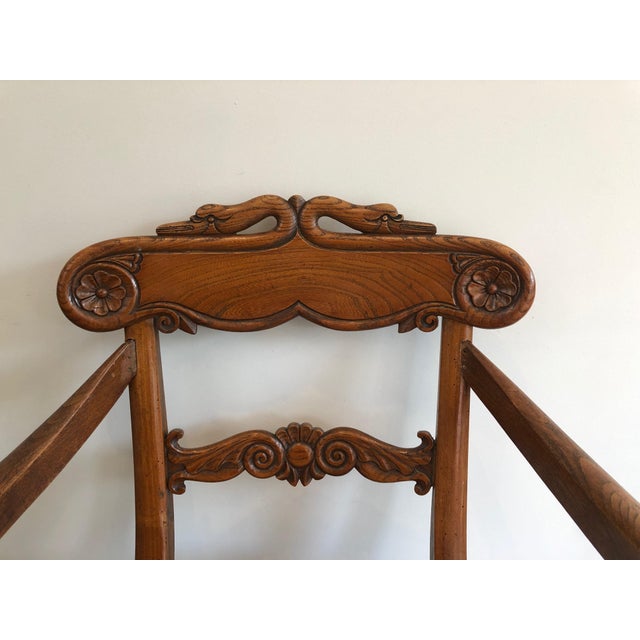 Traditional Early 19th Century English Regency period mahogany desk chair with swan neck decorations For Sale - Image 3 of 12