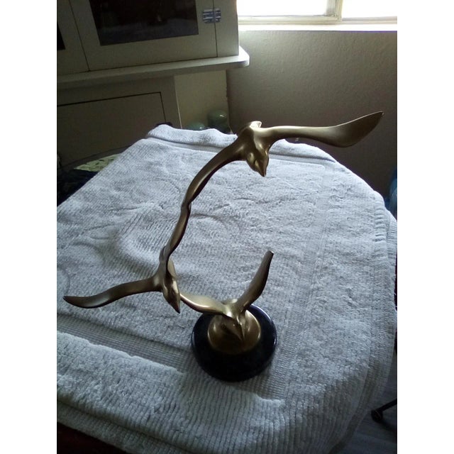 1960s "Mid-Century Modern Brass Birds in Flight Sculpture" For Sale - Image 10 of 10