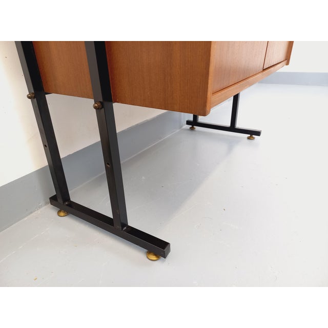 Wood Vintage Modular Secretary Desk Bookcase in Teak and Metal, 1970s For Sale - Image 7 of 18