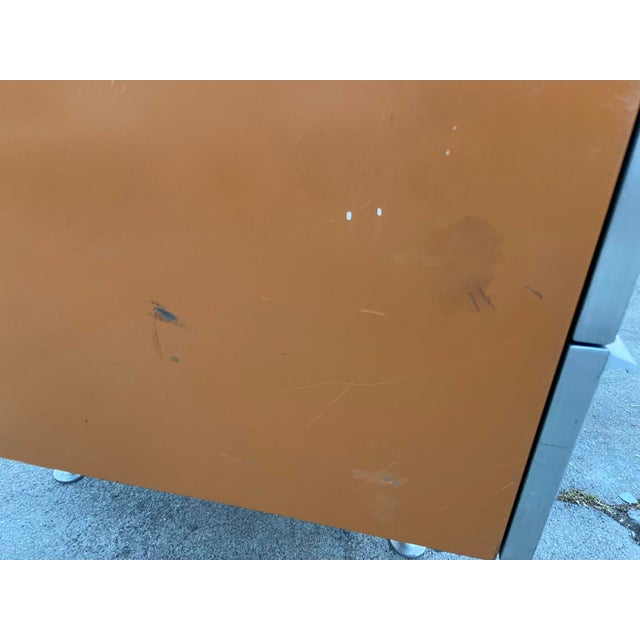 Copper Vintage Mid Century Modern Aluminum Gordon Bunshaft Style Retro Modernist Desk. Unmarked For Sale - Image 8 of 12