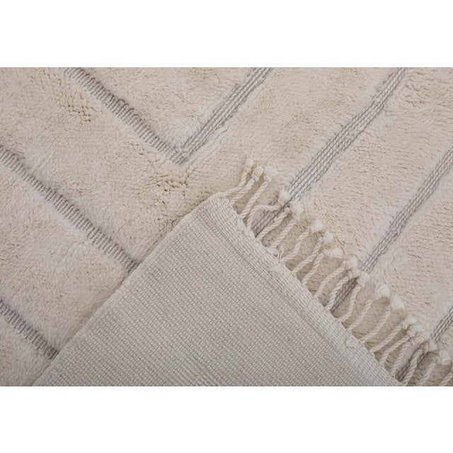 Contemporary Oversize Raised Frame-Pattern Hand-Knotted Moroccan Wool Rug | 13'4" X 10'1" | One of a Kind For Sale - Image 3 of 9