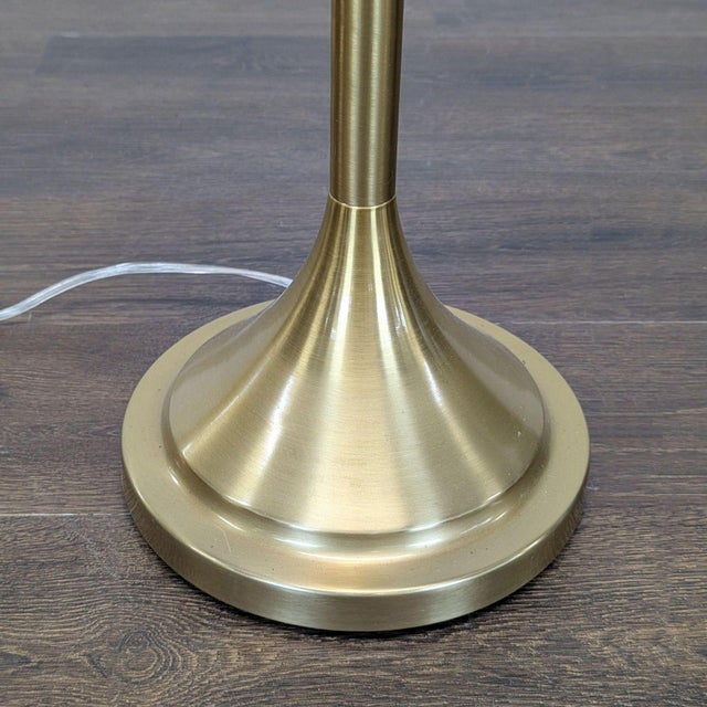 Mid-Century Modern Style Brass Floor Lamp With White Fabric Shade For Sale In San Francisco - Image 6 of 6