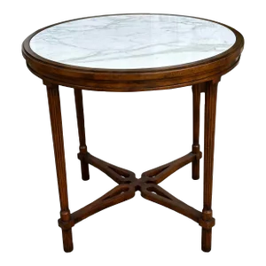 Carved Italian Mahogany Table With Calcutta Marble Top by Randy Esada Designs