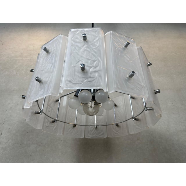 Vintage Pendant Lamp in Glass & Chrome, 1970s For Sale - Image 6 of 12