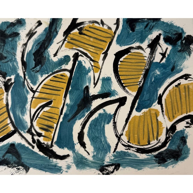 1990, "Sailboat Race", Abstract Expressionist, Monoprint, Artist Stanley J. Krupa For Sale - Image 4 of 9