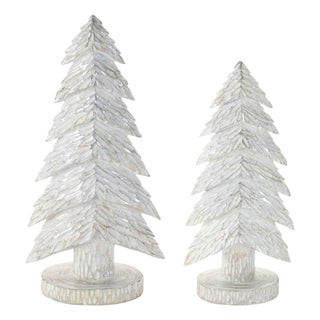 White Christmas Tabletop Trees (Set of 2) For Sale