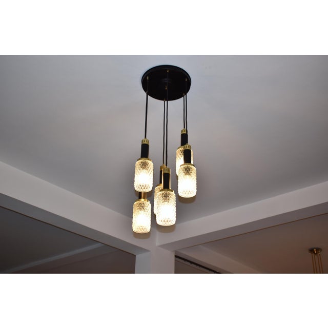 Metal 1960's 6 Light Glass Pendant by Stilnovo For Sale - Image 7 of 12