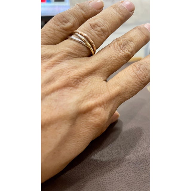 2010s Trinity Tri-Color White, Yellow Gold and Rose, 14 Karat Gold Rolling Rings Italy For Sale - Image 5 of 18