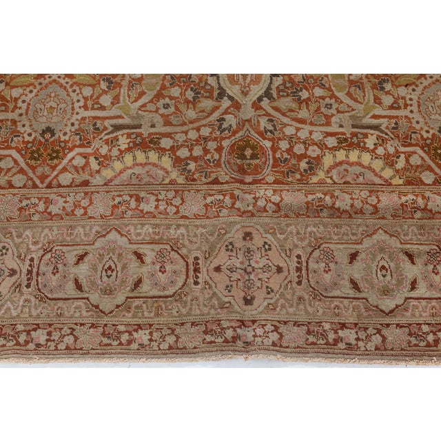 Fine Antique Persian Tabriz Hand Knotted Wool Rug For Sale - Image 9 of 10
