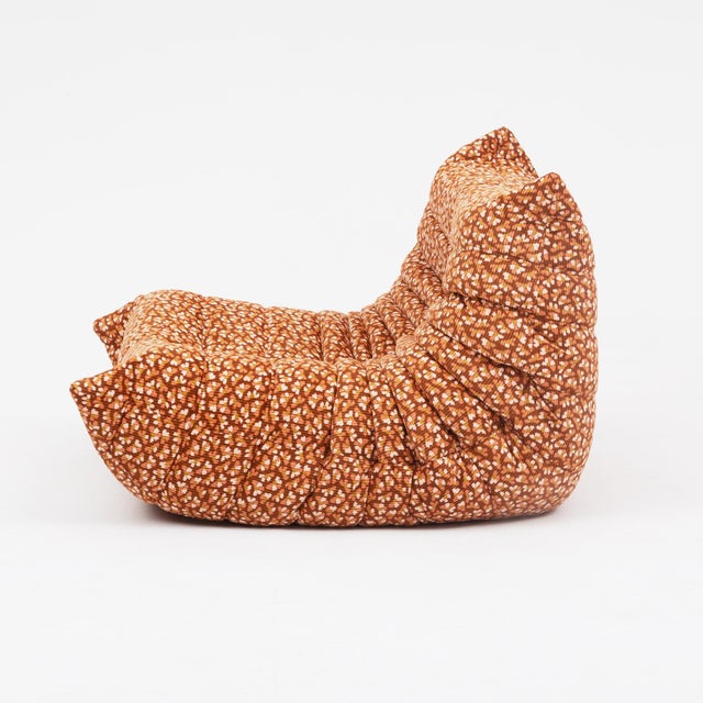 Textile Vintage Restored Togo Fireside Chair and Ottoman in Wild Terracotta Corduroy - Ligne Roset For Sale - Image 7 of 16